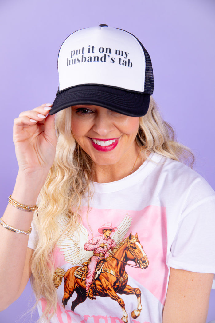 Put It On My Husband's Tab Trucker Hat