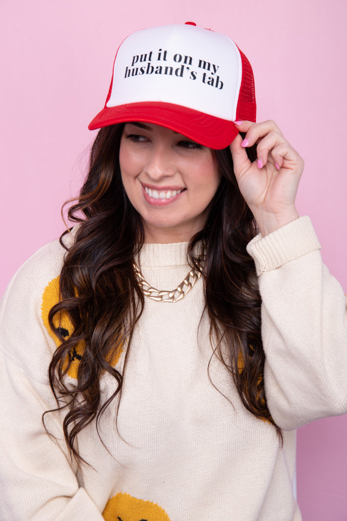 Put It On My Husband's Tab Trucker Hat