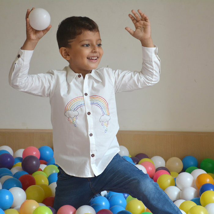 Rainbow Embroidered Shirt - White (1-14 Years)