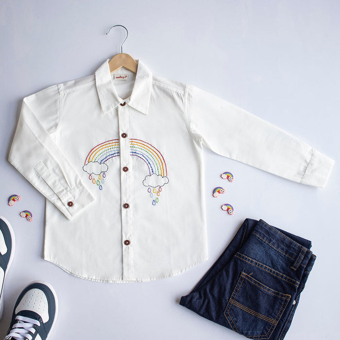 Rainbow Embroidered Shirt - White (1-14 Years)