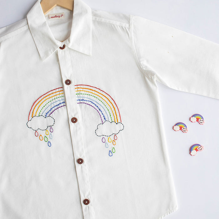 Rainbow Embroidered Shirt - White (1-14 Years)