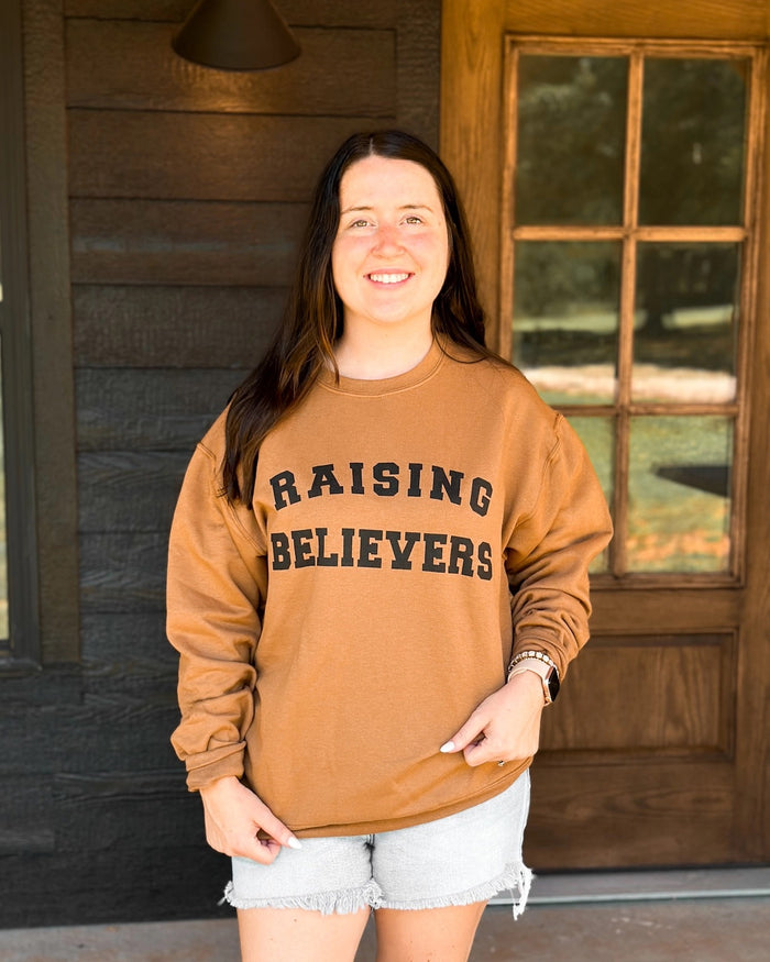 Raising Believers Graphic Sweatshirt- Pecan