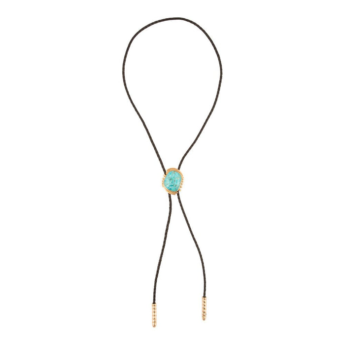Rawlins Blue Turquoise Black Leather Bolo Necklace
