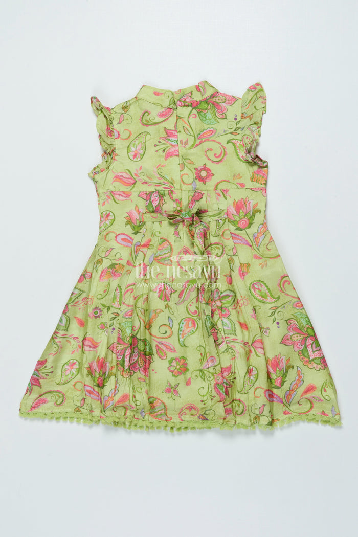 The Nesavu Girls Cotton Frock Rayon Frock for Toddler Girls for Playdates and Casual Occasions Nesavu Nesavu rayon frock toddler girls digital print casual outings playdays