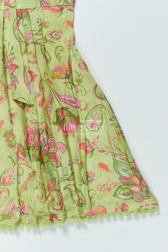 The Nesavu Girls Cotton Frock Rayon Frock for Toddler Girls for Playdates and Casual Occasions Nesavu Nesavu rayon frock toddler girls digital print casual outings playdays
