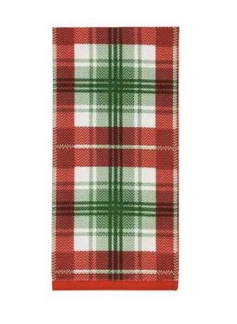 Reindeer and Plaid Tea Towel Christmas Heritage Set (2 Towels)