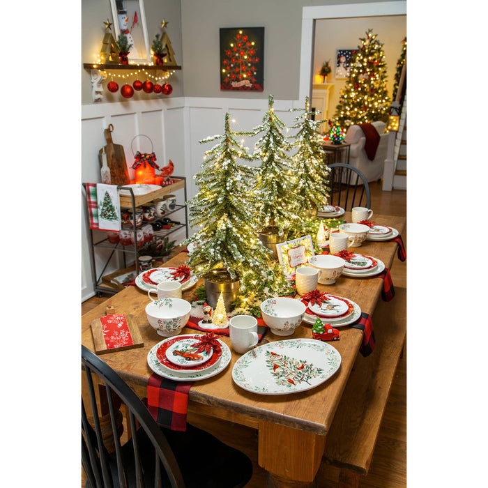Reindeer and Plaid Tea Towel Christmas Heritage Set (2 Towels)