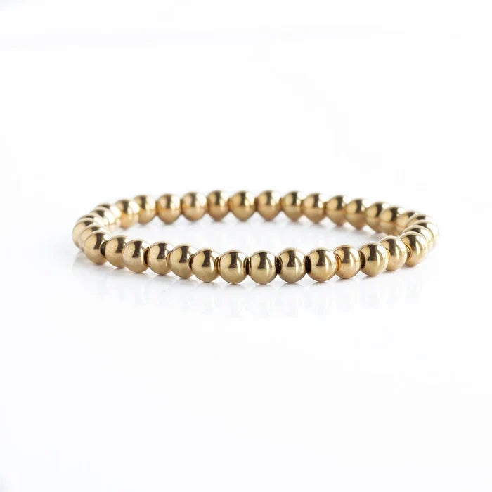 RESTOCK :: Gilded Gold Beaded Bracelets-Gold, 6mm, Smooth