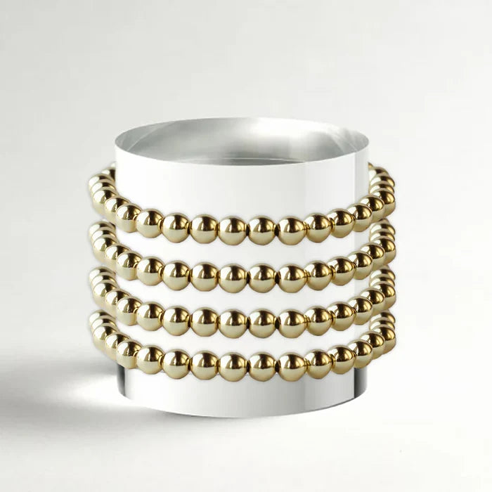 RESTOCK :: Gilded Gold Beaded Bracelets-Gold, 6mm, Smooth