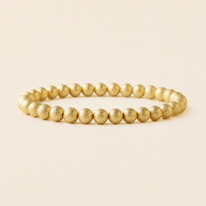 RESTOCK :: Gilded Gold Beaded Bracelets-Gold, 6mm, Textured