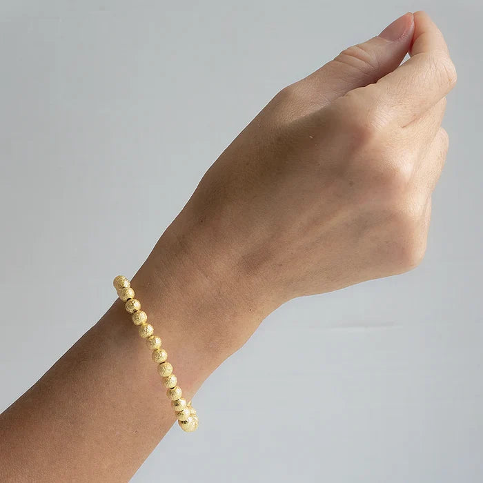 RESTOCK :: Gilded Gold Beaded Bracelets-Gold, 6mm, Textured
