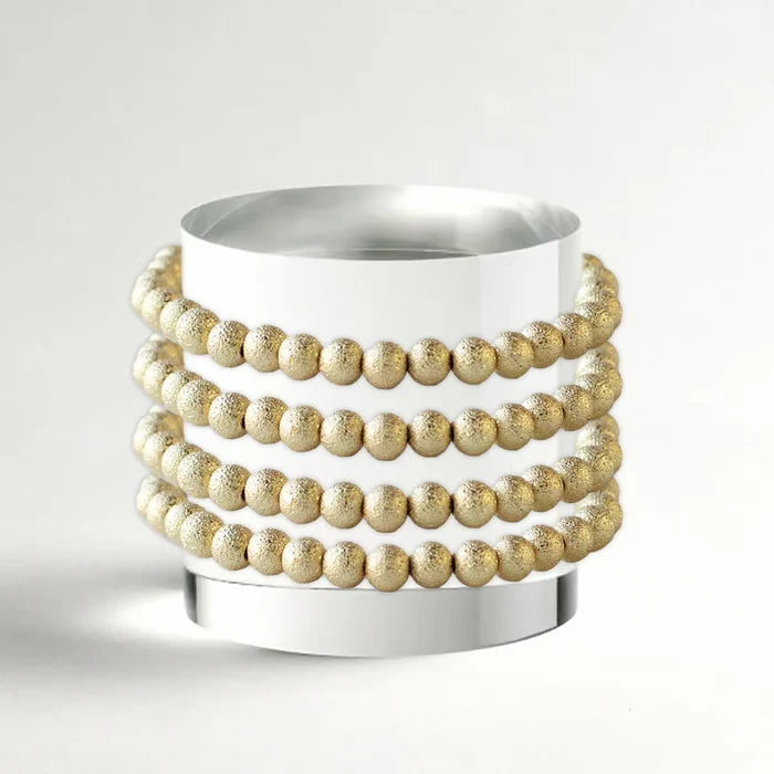 RESTOCK :: Gilded Gold Beaded Bracelets-Gold, 6mm, Textured