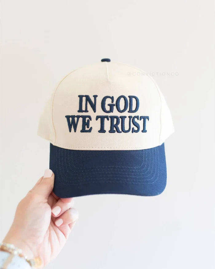 RESTOCK :: In God We Trust Hat - Off-White & Navy