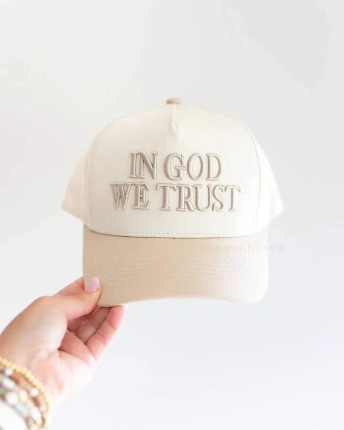 RESTOCK :: In God We Trust Hat Off-White & Khaki