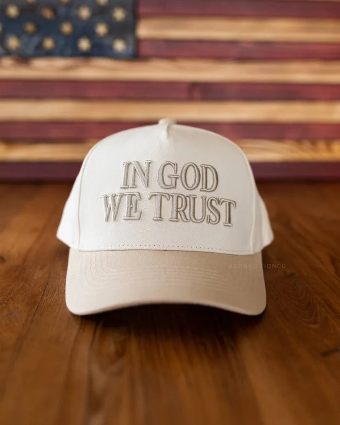 RESTOCK :: In God We Trust Hat Off-White & Khaki