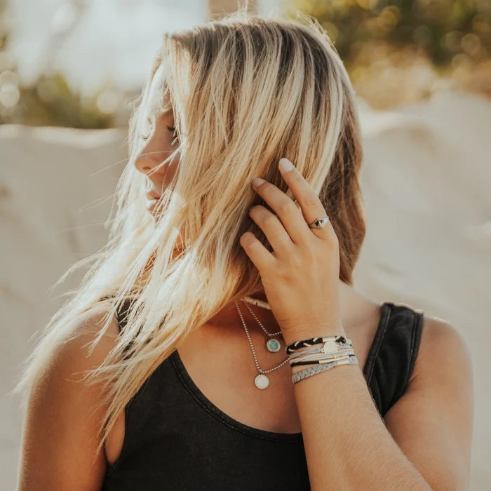 RESTOCK :: "Inspire" Grey & Black with Gold Flower Accent Hair Tie Bracelets