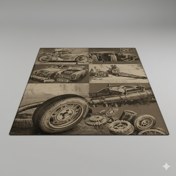 Retro Car Parts Area Rug