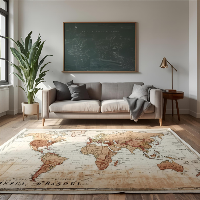 Retro School Map Area Rug
