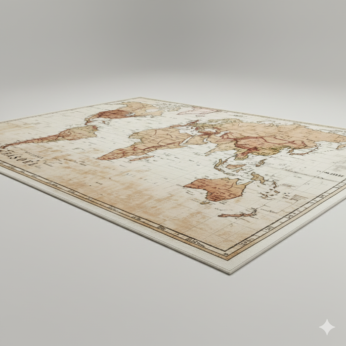 Retro School Map Area Rug