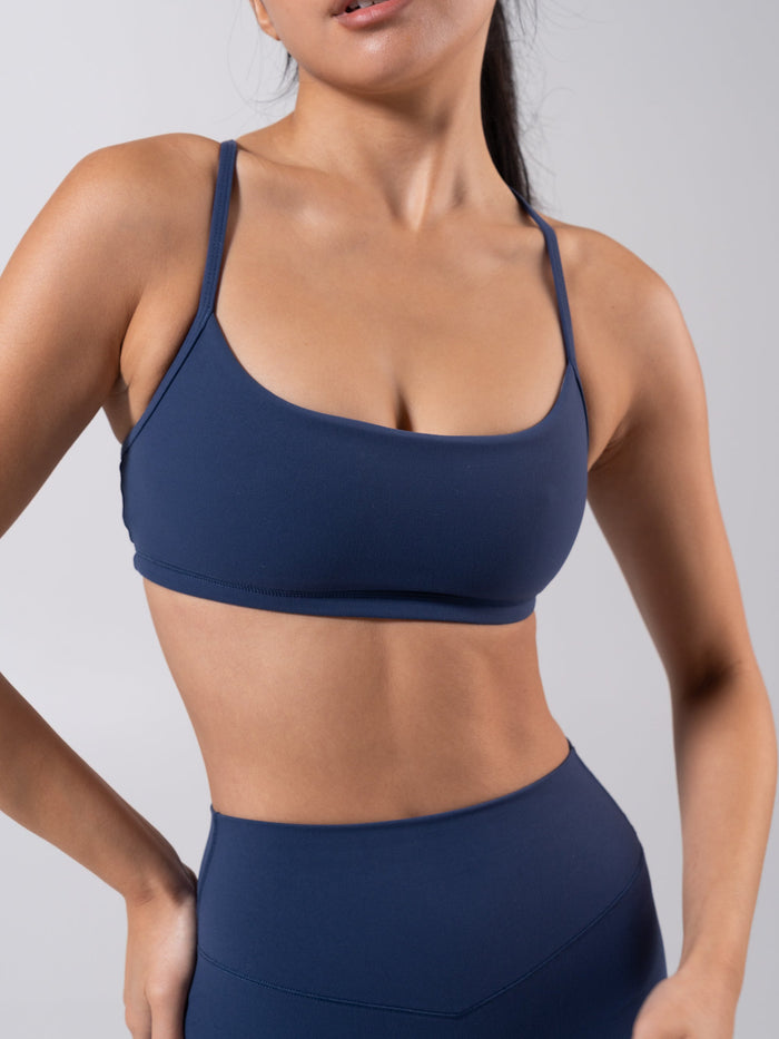 Reversible Sports Bra - Baked Blue and White