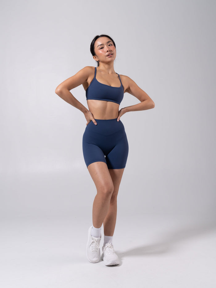 Reversible Sports Bra - Baked Blue and White