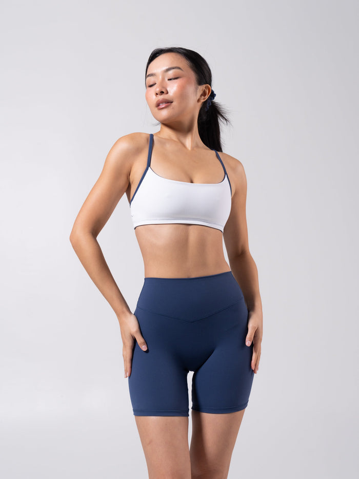 Reversible Sports Bra - Baked Blue and White