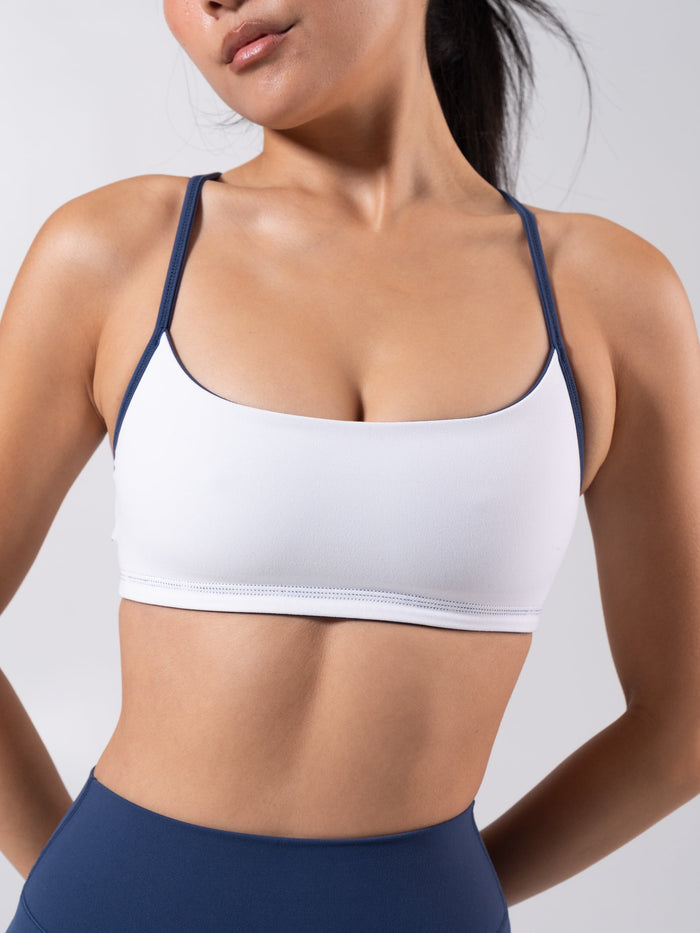 Reversible Sports Bra - Baked Blue and White