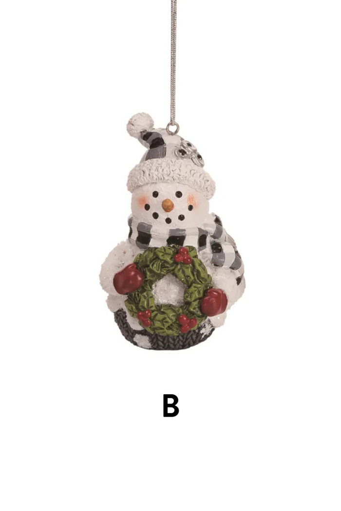 Rosy Snowman Ornament