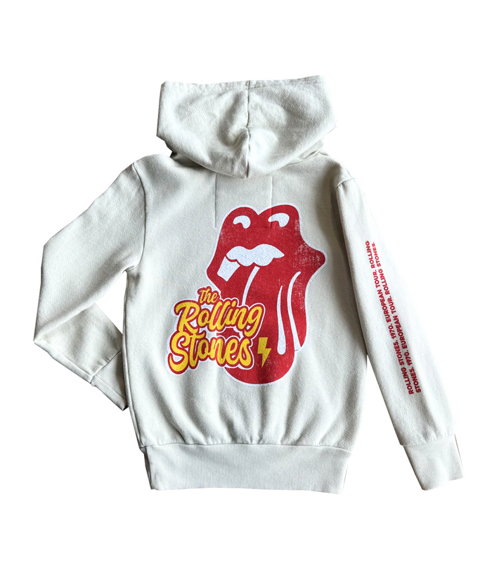 Rowdy Sprout Girls Rolling Stones Tongue Hoodie Bone Distressed/seasonal girls Rowdy Sprout