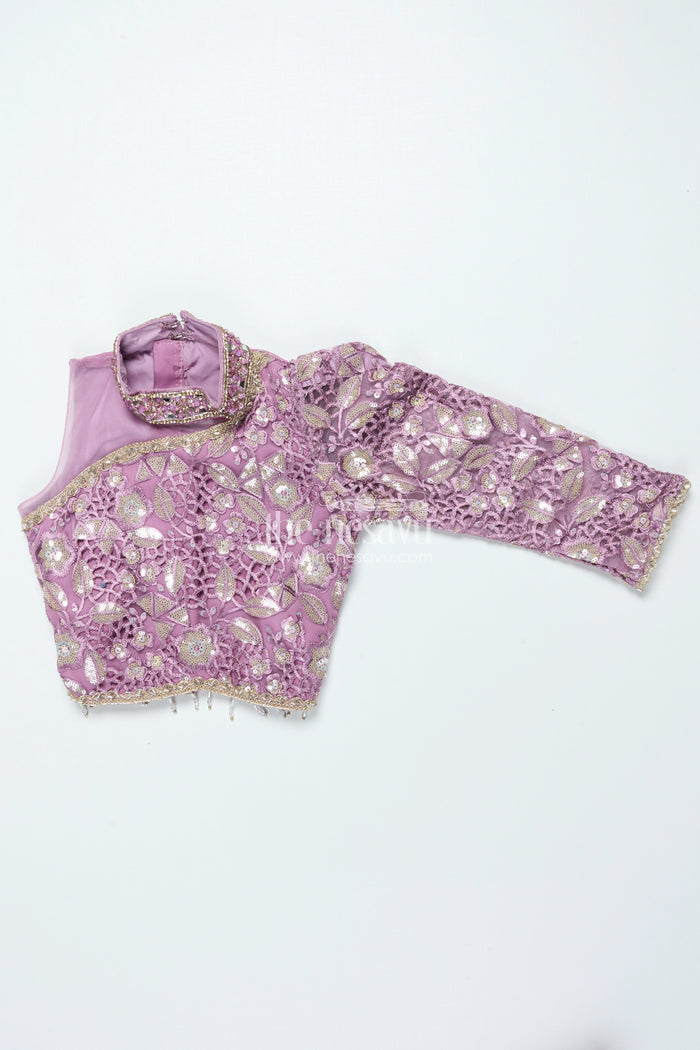 The Nesavu Girls Lehenga Choli Ruffled Organza Lehenga Choli for Girls with Designer Yoke for Birthday Parties and Sangeet Nesavu Nesavu ruffled organza lehenga choli girls designer yoke ideal birthdays sangeet events