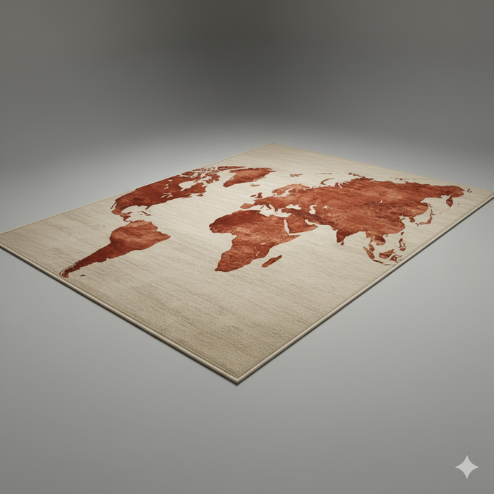 Rust Map Area Rug