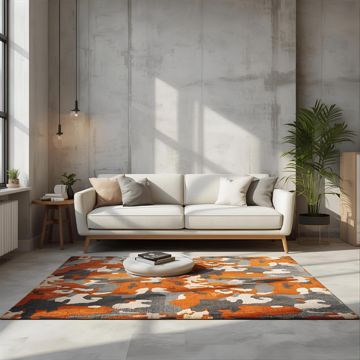 Rust Urban Camo Area Rug
