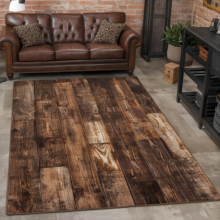 Rustic Wood Plank Area Rug