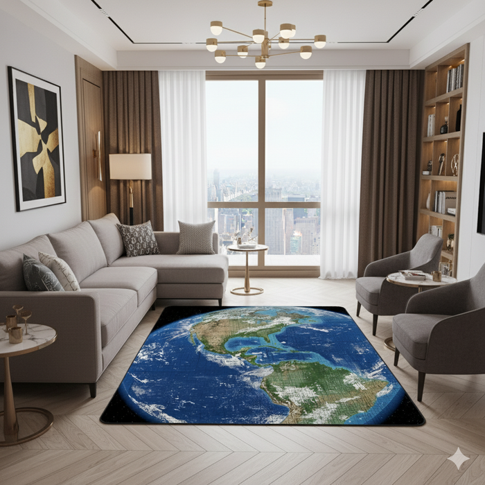 Satellite Earth View Area Rug