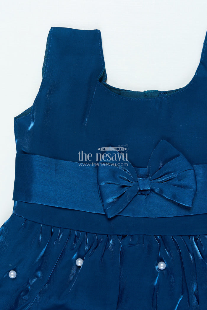 The Nesavu Girls Fancy Frock Satin Frock for Girls for Festive Gatherings and formal Occasions Nesavu Nesavu satin frock girls pleated skirt bow parties functions formal gatherings