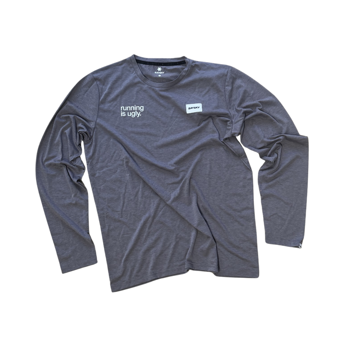 saysky clean pace longsleeve, running is ugly, grey.