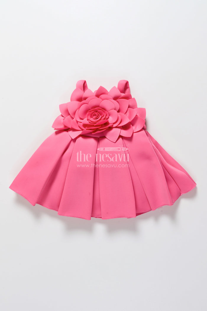 The Nesavu Girls Fancy Party Frock Scuba Frock for Baby Girls with Floral Yoke for Birthdays and Special Occasions Nesavu Nesavu floral yoke scuba frock baby girls  ideal birthday parties festive occasions