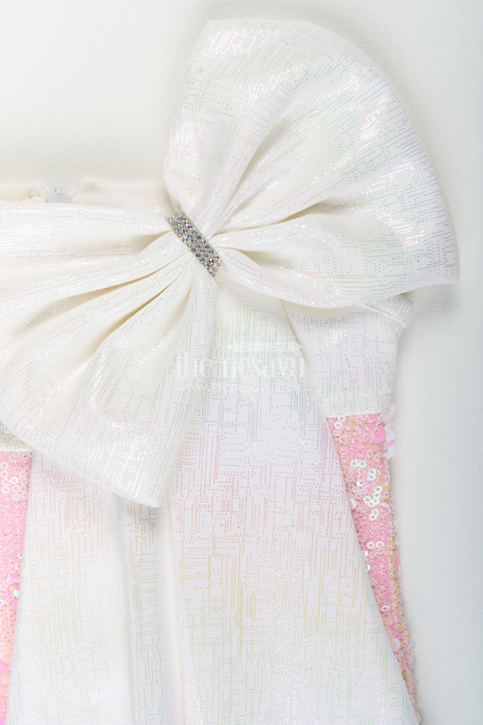 The Nesavu Girls Fancy Party Frock Sequin party dress for baby girl with matching bow and bag ideal birthday outfit Nesavu Nesavu sequin frock baby girls bow bag  perfect party wear birthdays