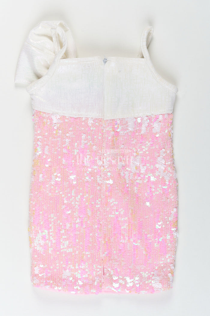 The Nesavu Girls Fancy Party Frock Sequin party dress for baby girl with matching bow and bag ideal birthday outfit Nesavu Nesavu sequin frock baby girls bow bag  perfect party wear birthdays