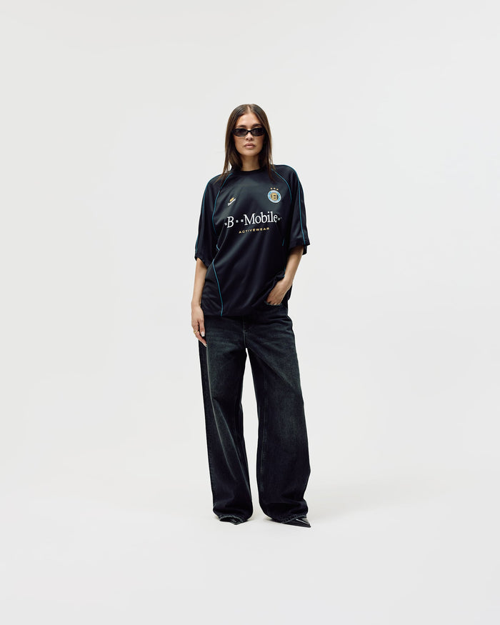 Short Sleeve Football Jersey, Women - Black
