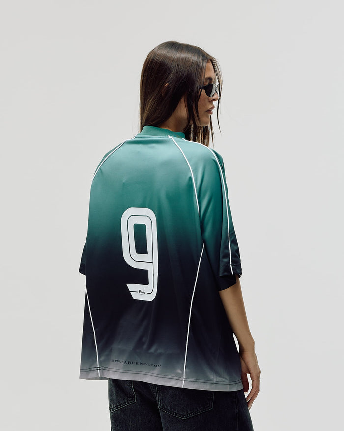 Short Sleeve Football Jersey, Women - Teal Gradient