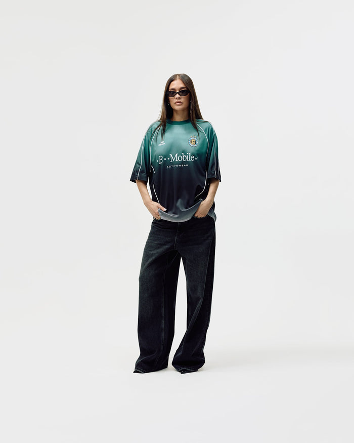 Short Sleeve Football Jersey, Women - Teal Gradient
