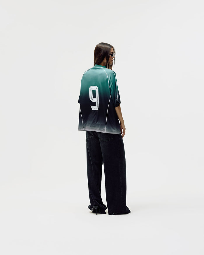 Short Sleeve Football Jersey, Women - Teal Gradient