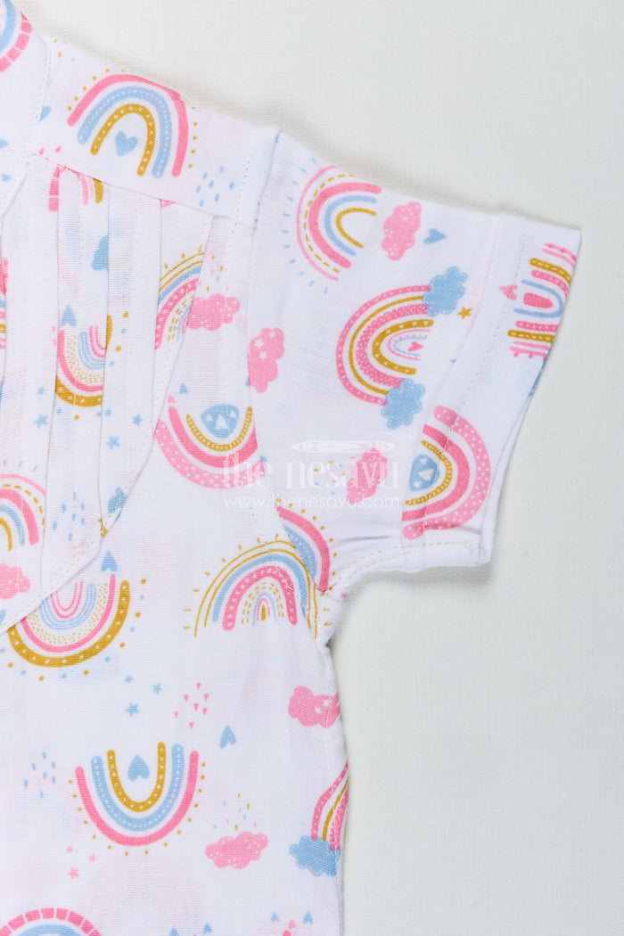The Nesavu Boys Cotton Shirt Short Sleeve Rainbow Shirt for Toddlers Nesavu Nesavu Toddlers Soft Cotton Rainbow Shirt Short Sleeves Cheerful Digital Print Design