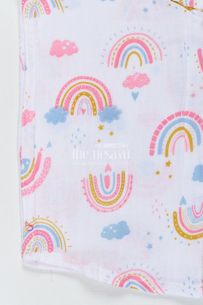 The Nesavu Boys Cotton Shirt Short Sleeve Rainbow Shirt for Toddlers Nesavu Nesavu Toddlers Soft Cotton Rainbow Shirt Short Sleeves Cheerful Digital Print Design