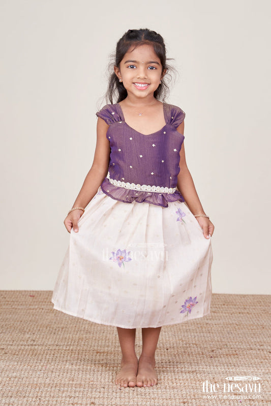 The Nesavu Silk Frock Silk Frock for Baby Girls for Birthdays and Festive Events Nesavu Nesavu silk frock baby girls floral skirt embroidered yoke festive occasions