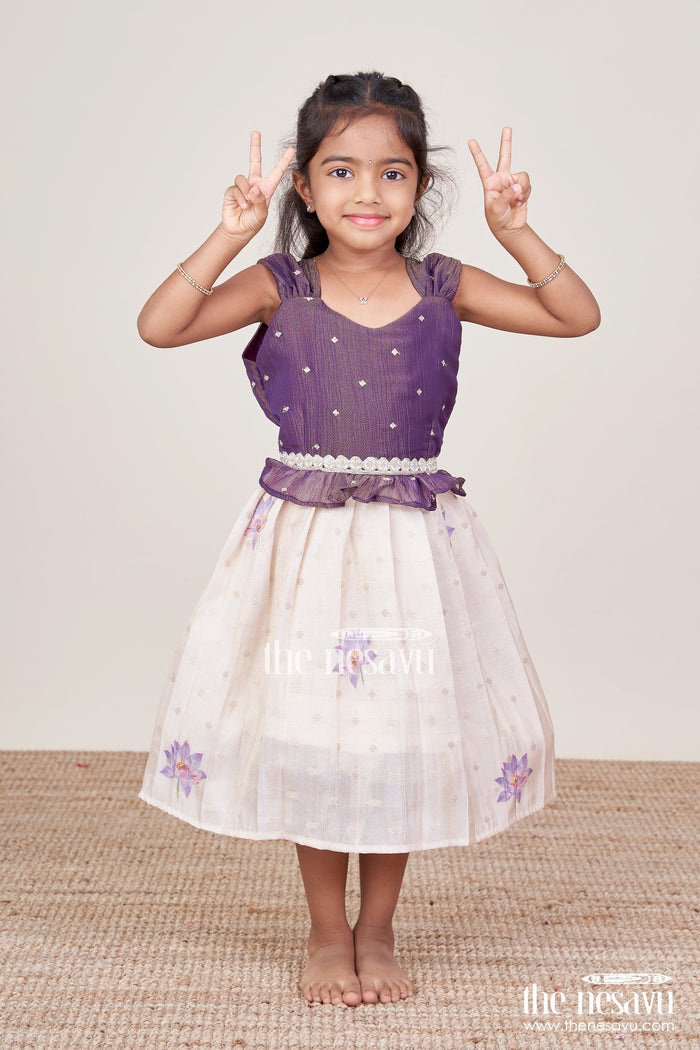 The Nesavu Silk Frock Silk Frock for Baby Girls for Birthdays and Festive Events Nesavu 18 (2Y) / Maroon SF1079A-18 Nesavu silk frock baby girls floral skirt embroidered yoke festive occasions