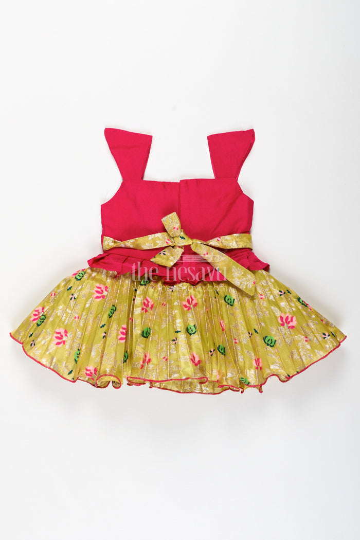 The Nesavu Silk Frock Silk Frock for Baby Girls with Embroidered Yoke Ethnic Dress for Weddings Nesavu Nesavu Silk Frock For Baby Girls With Embroidered Yoke Ethnic Dress For Weddings And Festive Occasions