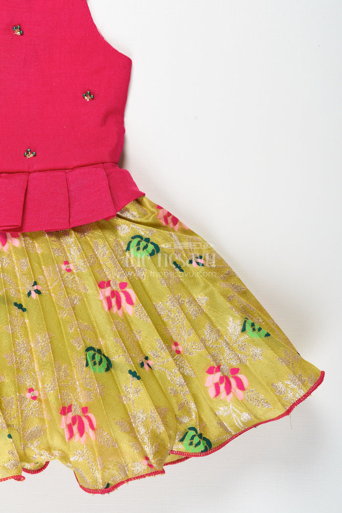 The Nesavu Silk Frock Silk Frock for Baby Girls with Embroidered Yoke Ethnic Dress for Weddings Nesavu Nesavu Silk Frock For Baby Girls With Embroidered Yoke Ethnic Dress For Weddings And Festive Occasions
