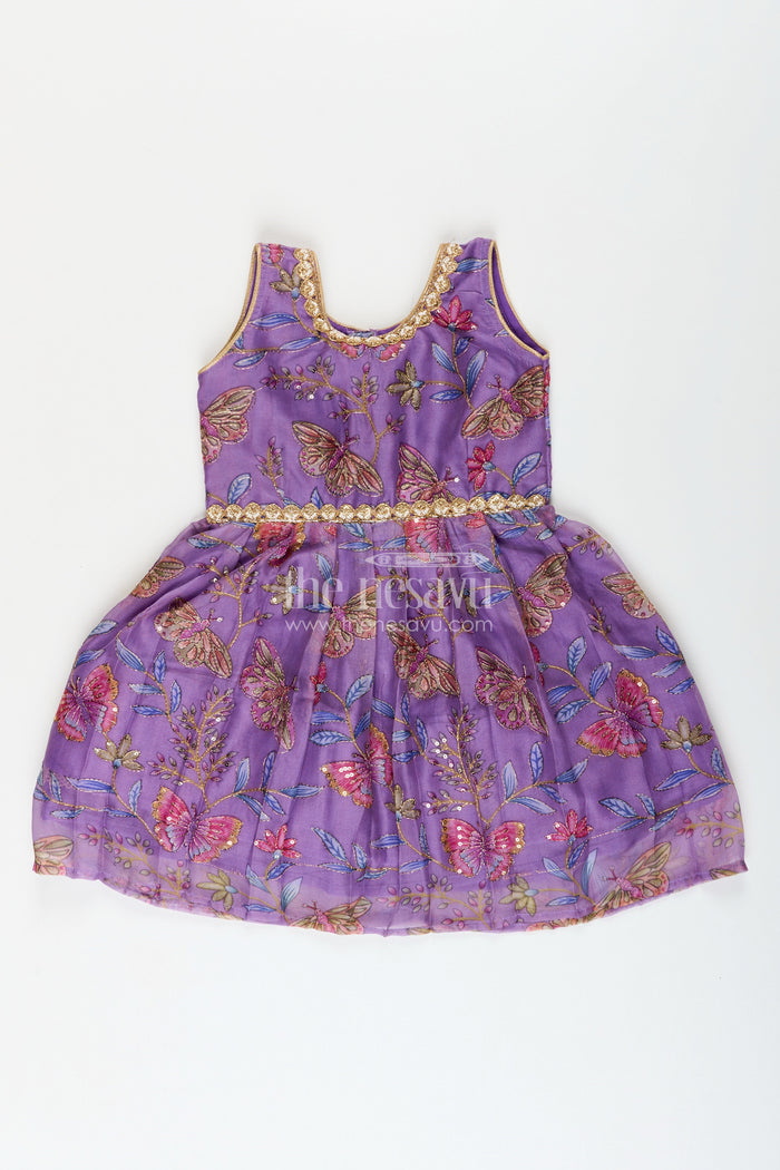 The Nesavu Silk Frock Silk frock for baby girls with lace work for festive and traditional occasions Nesavu 16 (1Y) / Purple SF1072A-16 Nesavu baby girl silk frock lace detailing Banaras weave  ideal festivals poojas